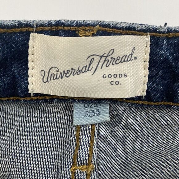 Universal Thread High Rise Slim Straight Denim Blue Jeans Dark Wash Sz 0 / 25 - Picture 4 of 8